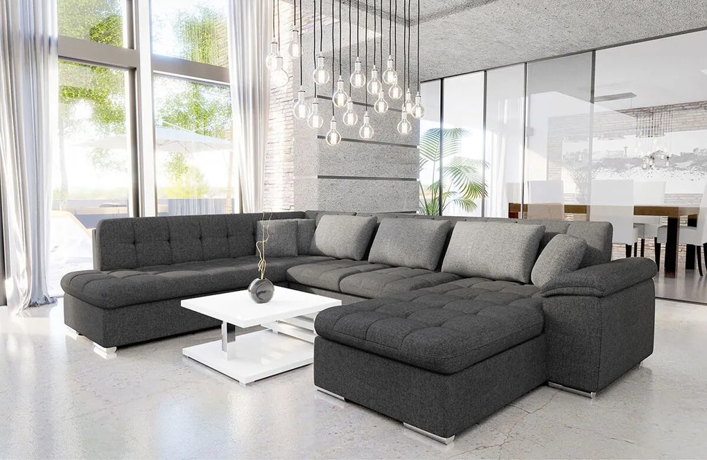 Colțar Miami 125 Funcția de dormit, 348x205x76cm, 144 kg, Picioare: Plastic
