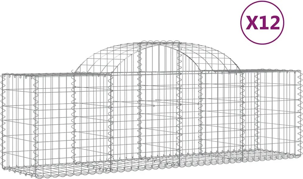 vidaXL Coșuri gabion arcuite 12 buc, 200x50x60/80 cm, fier galvanizat