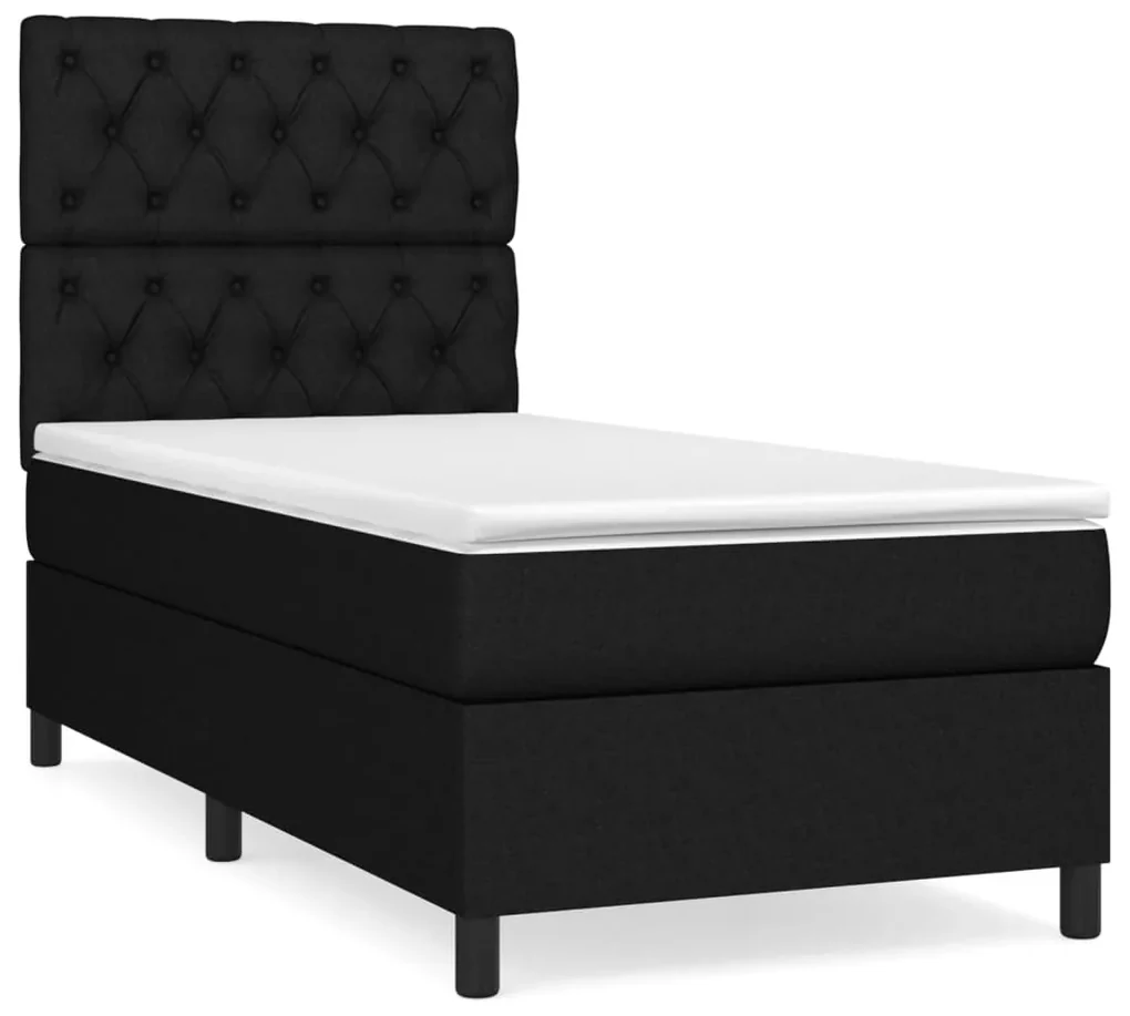 3141971 vidaXL Pat box spring cu saltea, negru, 80x200 cm, textil