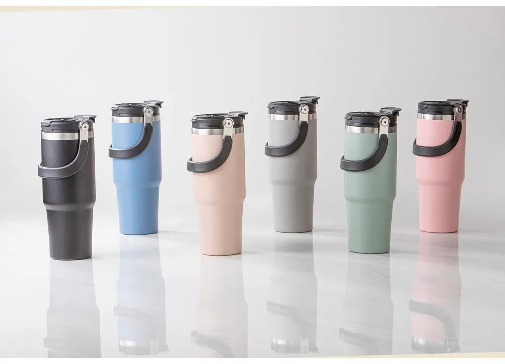 Sticlă roz-deschis de călătorie din oțel inoxidabil 1 l Eco – Ladelle