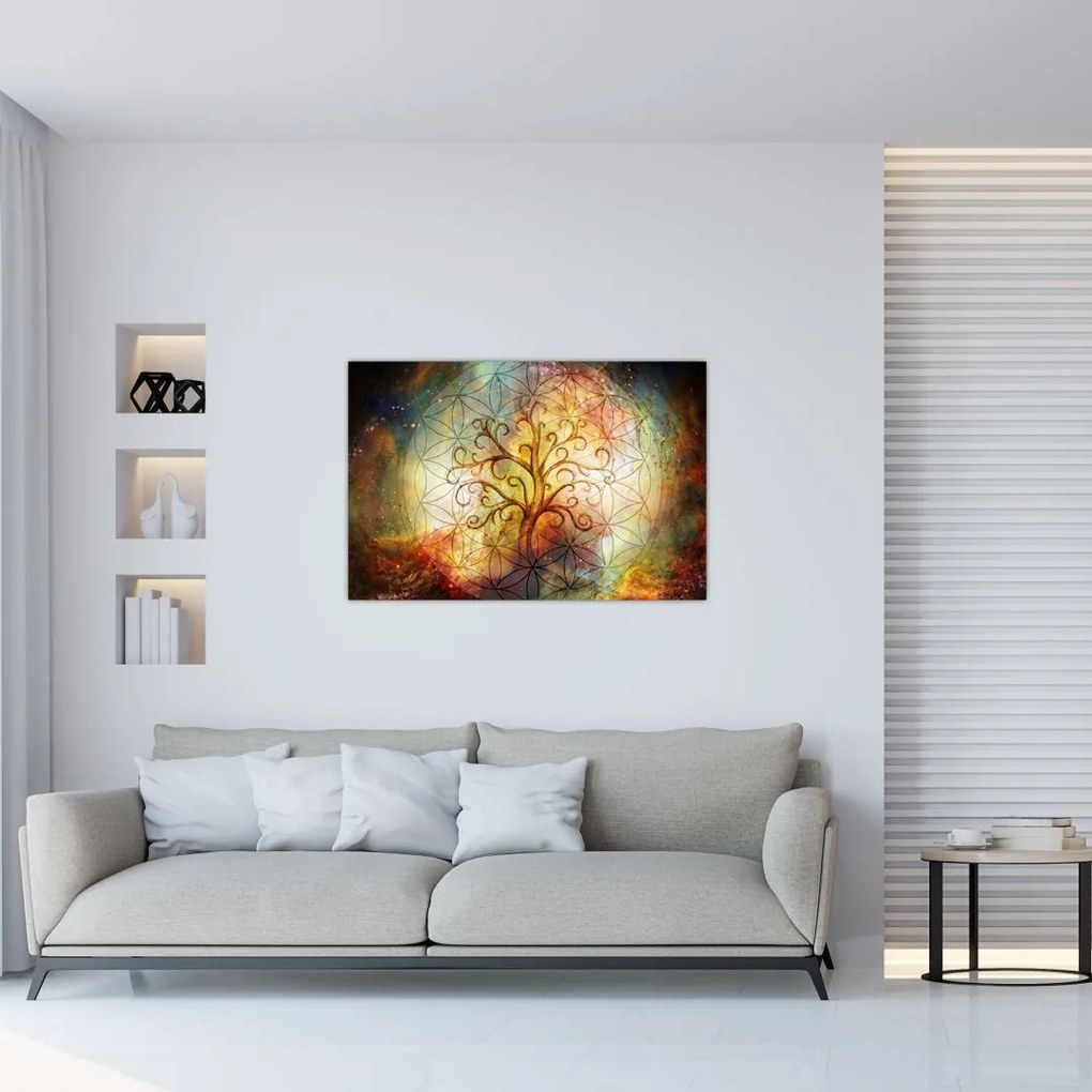Tablou abstract cu copac (90x60 cm)