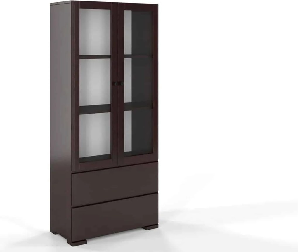 Vitrină lemn masiv TerraCraft Fag 2 Sertar, 80 × 38 × 182 cm - Natural
