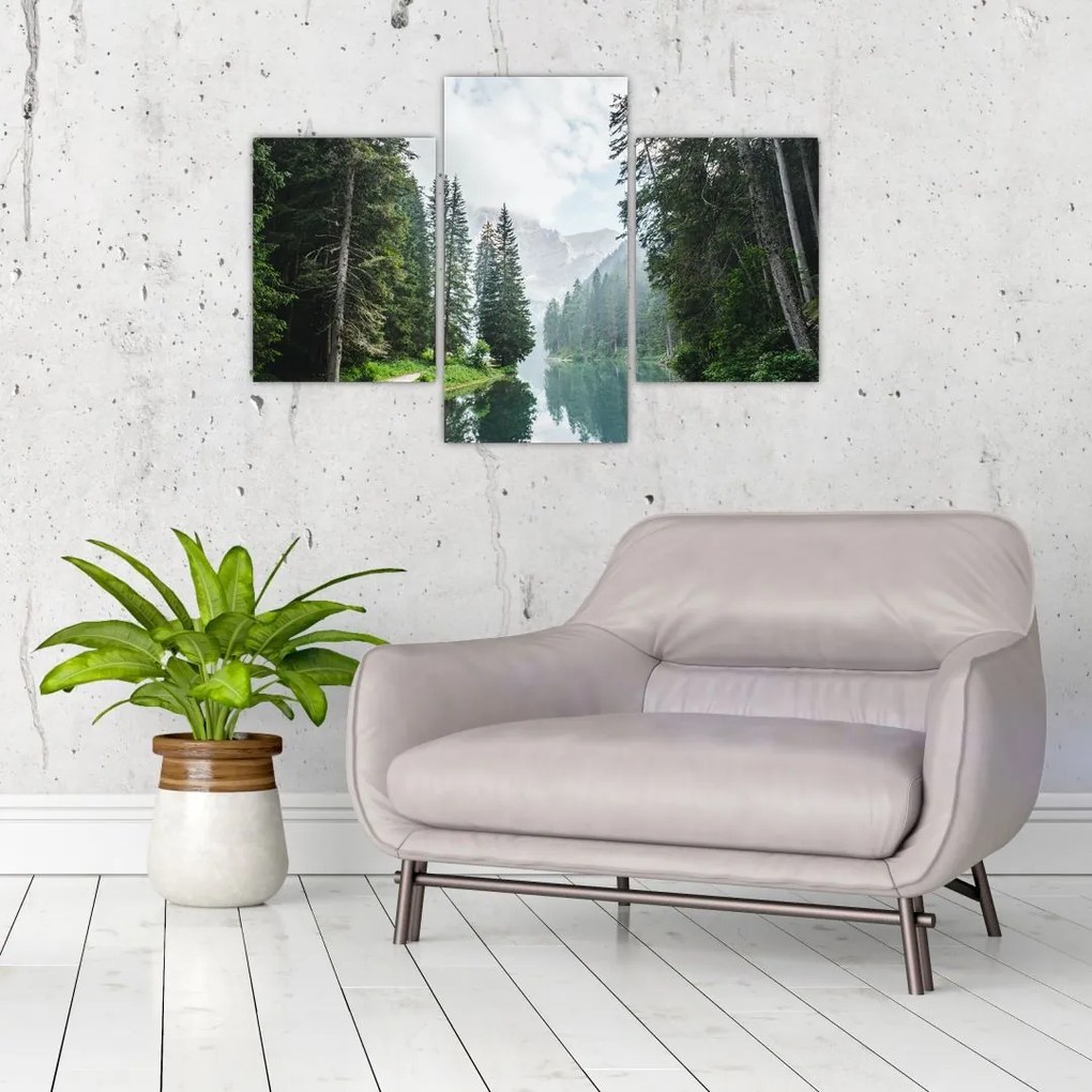 Tablou lacului în pădure (90x60 cm)