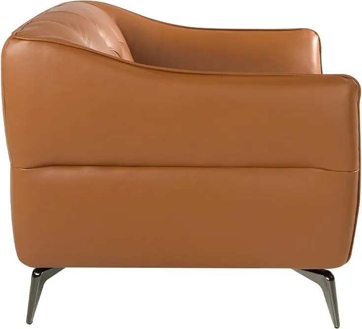 Fotoliu din piele naturala capitonata Cowhide leather brown