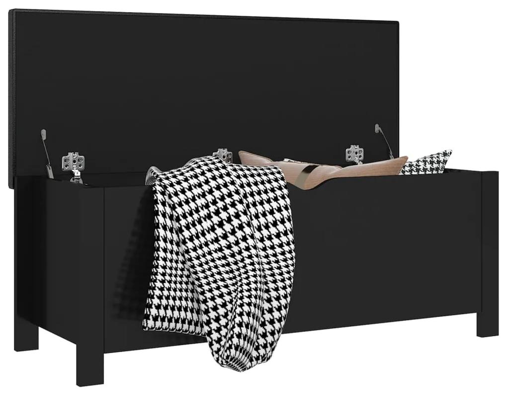 Cutie depozitare cu perna, negru extralucios,105x40x45 cm, PAL 1, negru foarte lucios
