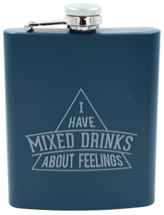 Butelcă din oțel inoxidabil, mesaj Mixed Drinks About Feelings, 270 ml