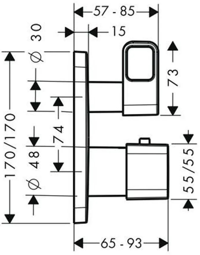 Termostat incastrat cu divertor, crom