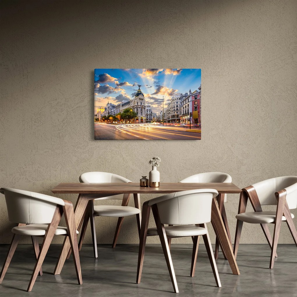 Tablou - Calle Gran Vía, Madrid, Spania (90x60 cm)