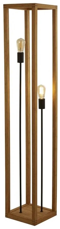 Lampa de podea din lemn design rustic industrial Square 2L