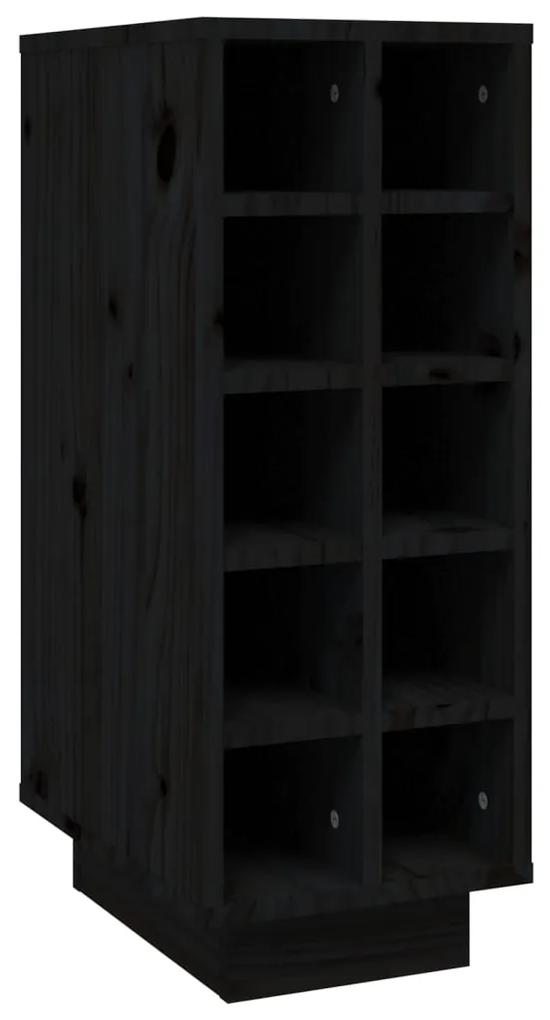 Dulap de vinuri, negru, 23x34x61 cm, lemn masiv de pin Negru, 1