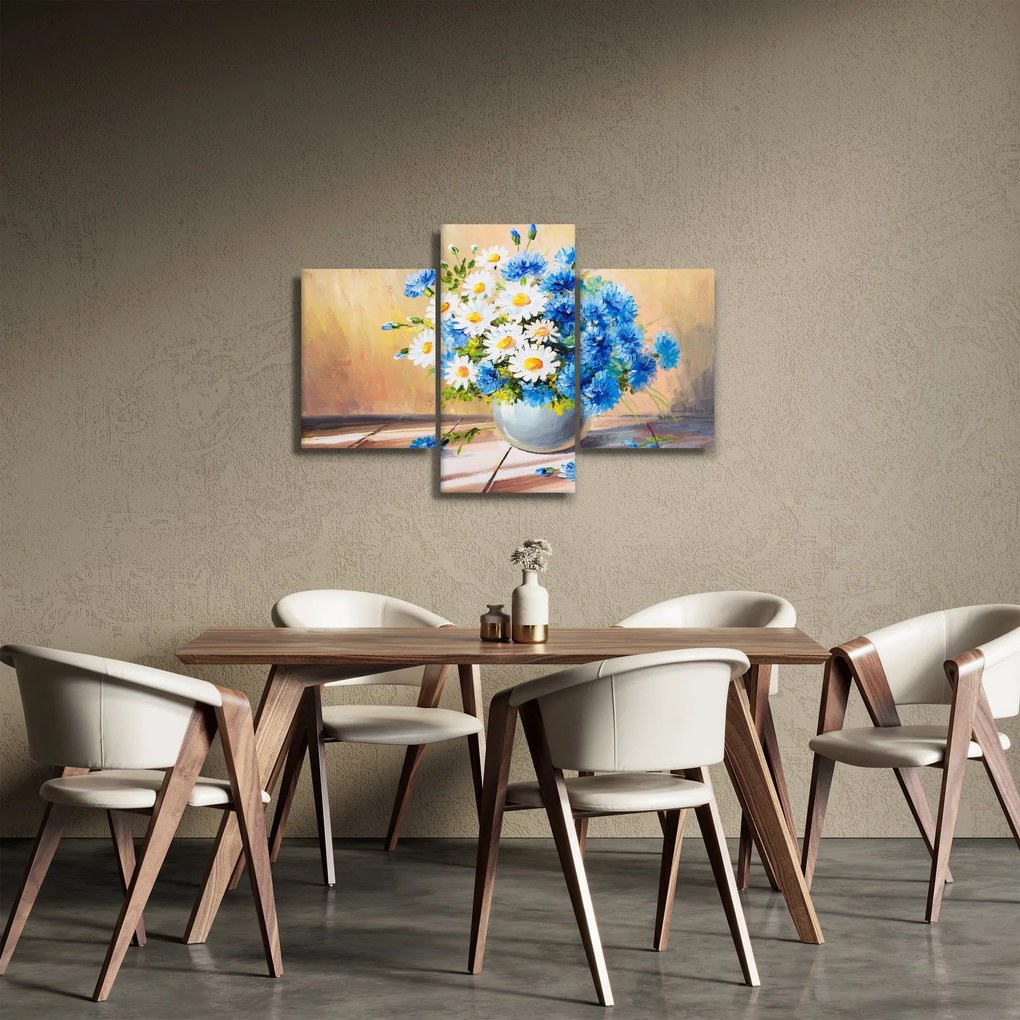 Tablou pictat cu vaza și flori (90x60 cm)