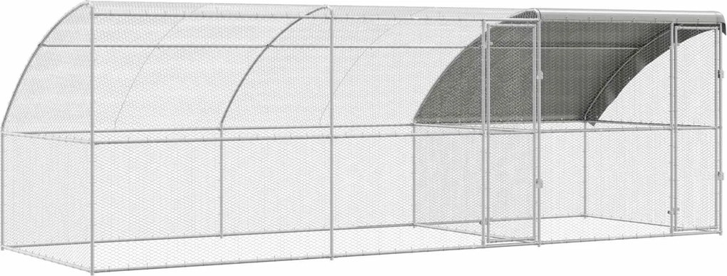 vidaXL Cușcă pentru pui 3 pcs Argintiu 600 x 200 x 200 cm Oțel și PE