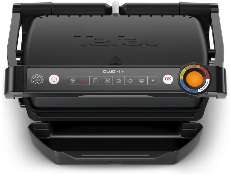 Gratar electric Tefal OptiGrill+ GC717810, 2000W, 6 programe, Acoperire antiaderenta Teflon, Ecran tactil, Smart grill, Max 240C, Negru