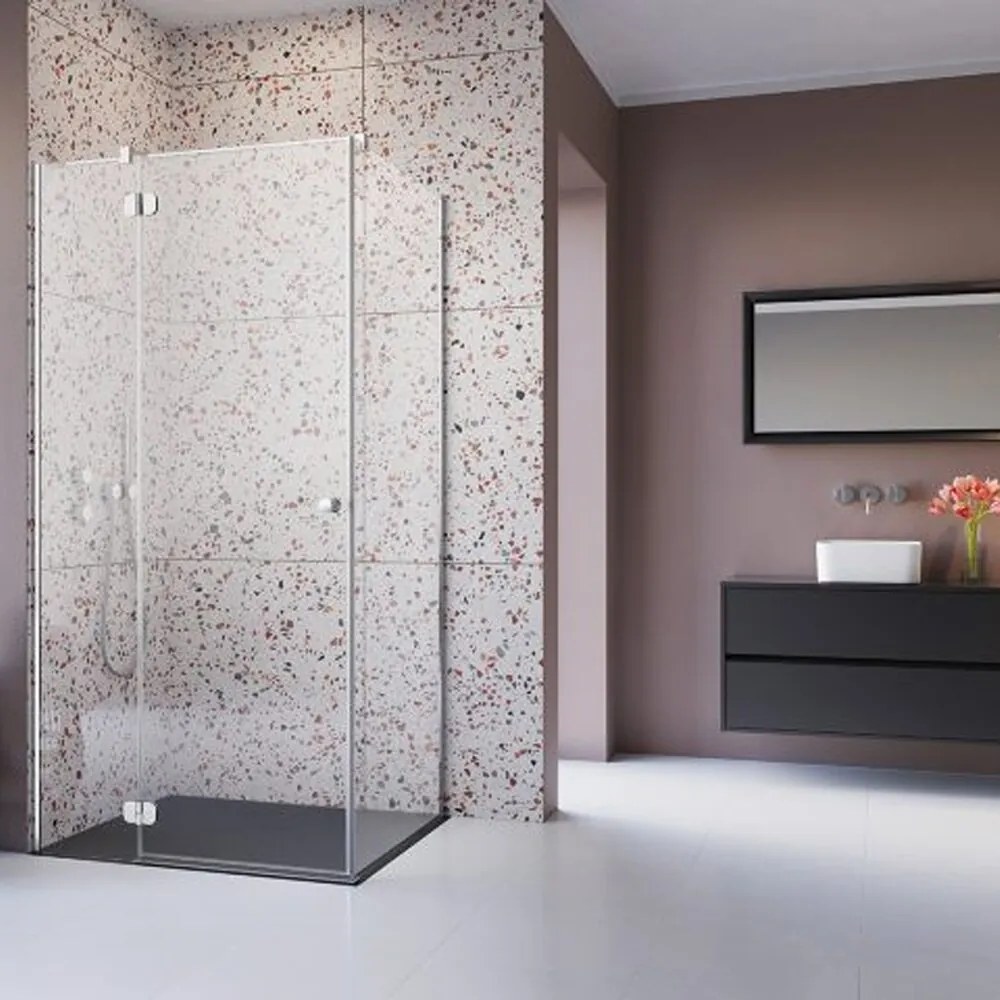 Pachet cabina de dus Torrenta KDJ stanga 120x80 cm, cadita pentru dus Laros D Compact alb si sifon cadita crom