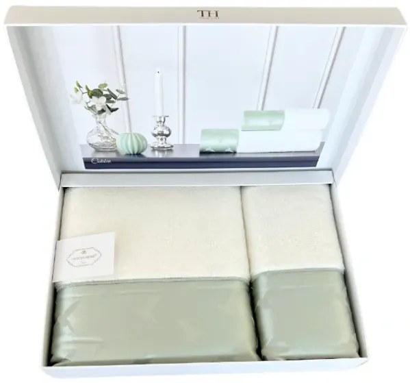Set prosop și prosop de corp COLIBRI, 2 buc Alb – Broderie bej Set (prosop 50x100cm, prosop de corp 75x150cm)