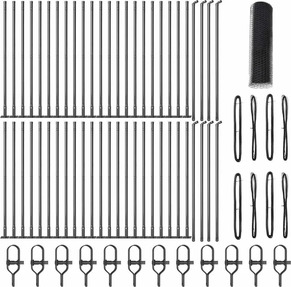 vidaXL Stâlp de gard. Gri 100 x 0,4 m (plasă de 13 mm) Oțel și PVC