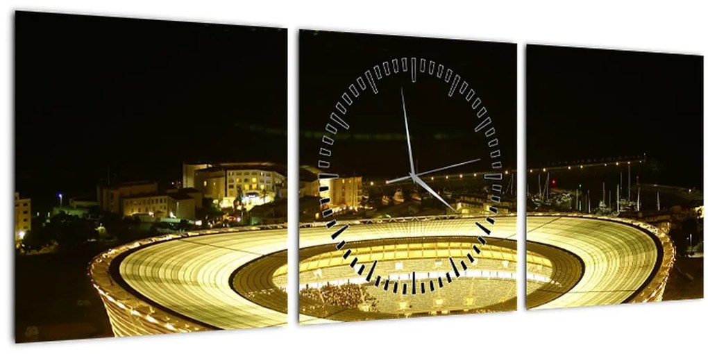 Tablou - stadion de fotbal (cu ceas) (90x30 cm)