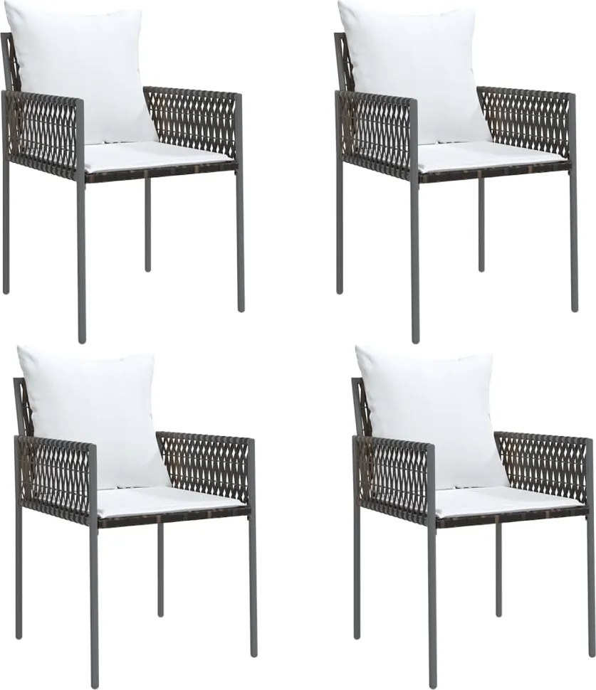 vidaXL Scaune de grădină cu perne, 4 buc., maro, 54x61x83 cm poliratan