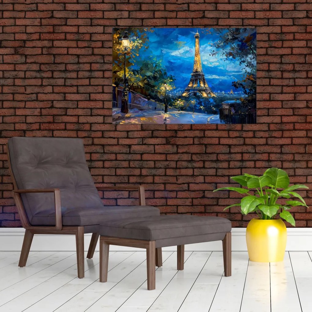 Tablou - Pictură în ulei a Turnului Eiffel (90x60 cm)