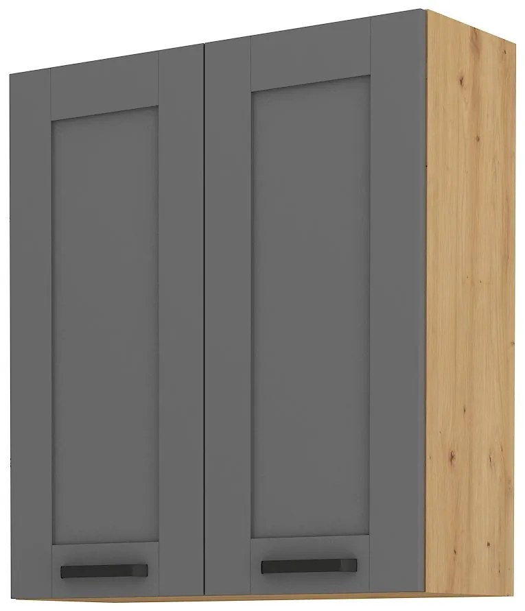 Dulap superior de bucătărie, două uși Lucid 80 G 90 2F (Stejar artisan + dustgrey). 1045602