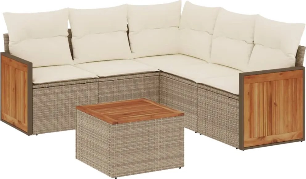 vidaXL Set canapele de grădină cu perne, 6 piese, bej, poliratan