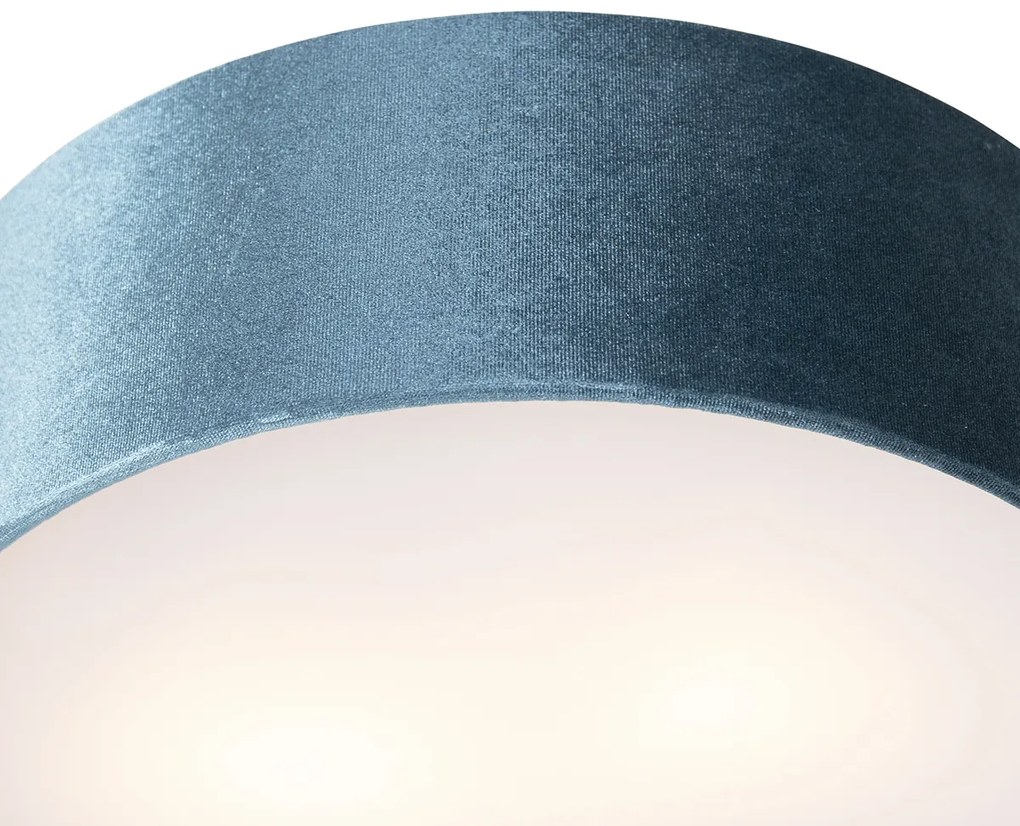 Plafoniera moderna albastra 30 cm cu interior auriu - Drum