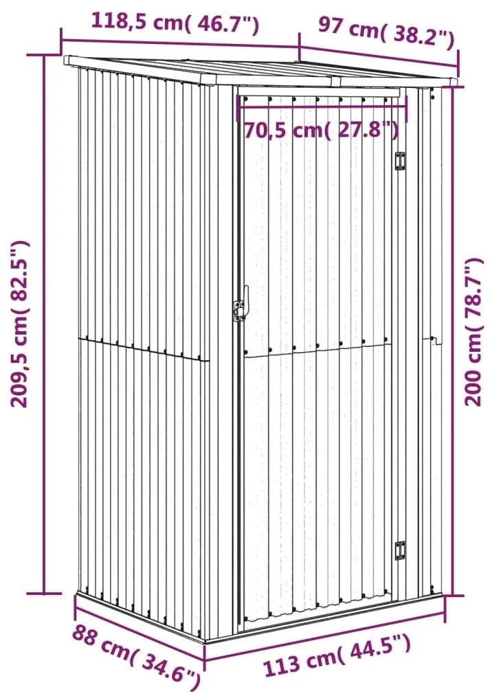 Sopron de gradina, gri, 118,5x97x209,5 cm, otel zincat Gri