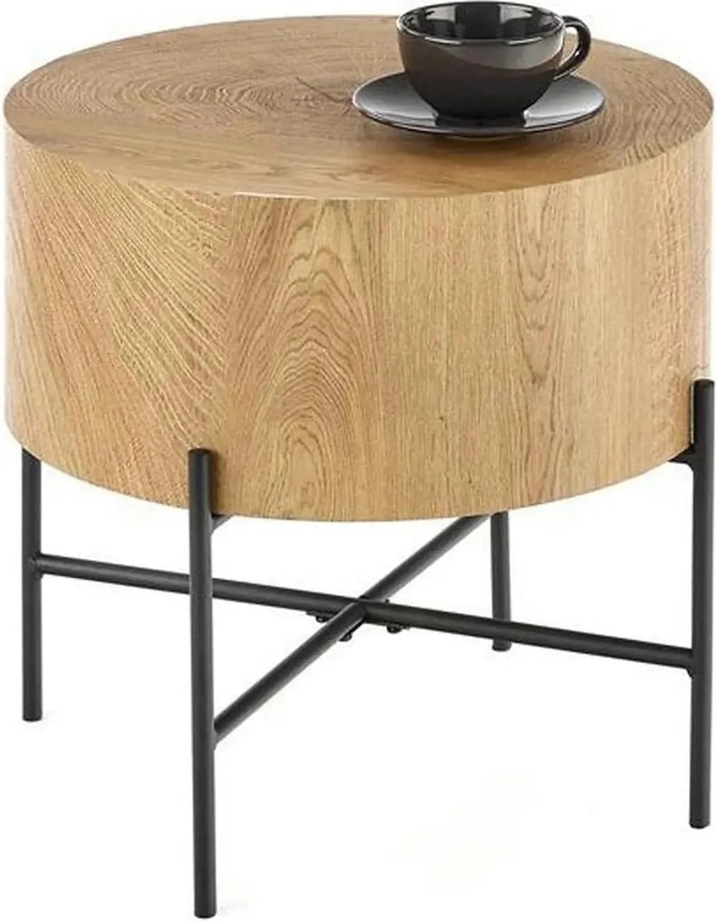 Masuta cafea BROOKLYN S, stejar natural/negru, 45x45x45 cm