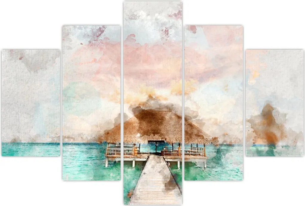 Tablou - Maldive, debarcader din lemn (150x105 cm)