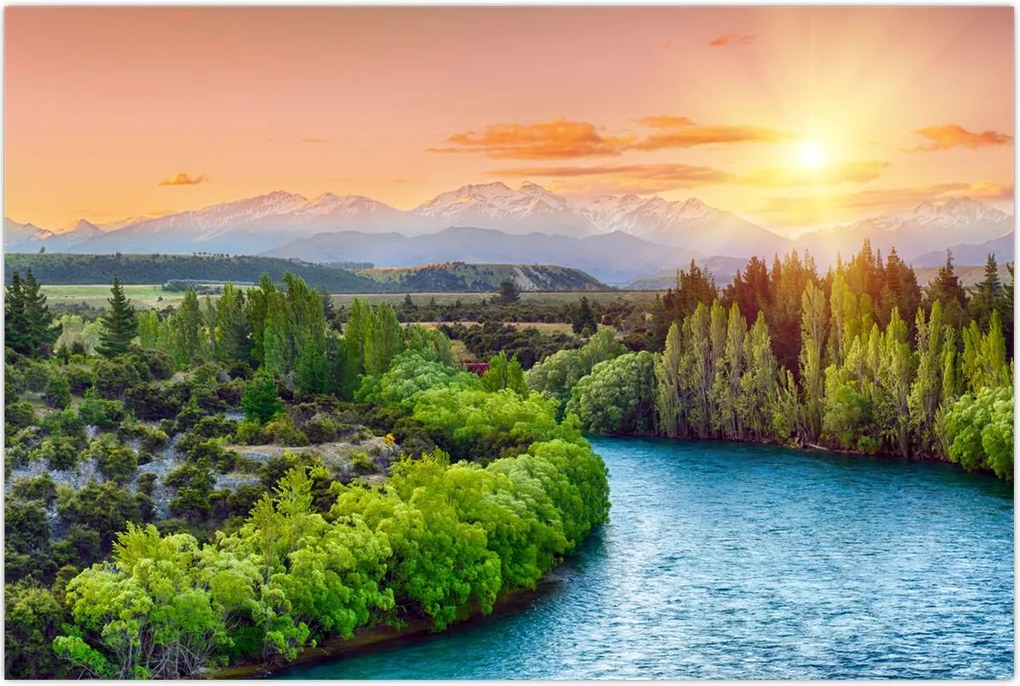 Tablou - Pădure peisaj montan (90x60 cm)