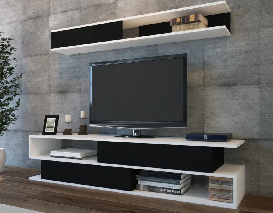 Comoda TV Sims, Alb / Negru
