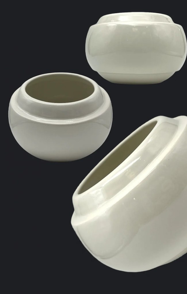 Vaza   Ghiveci Alb-Olive (20cm diametru, 14cm inaltime)