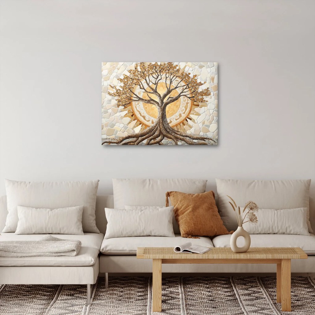Tablou – Arborele vieții auriu în mozaic (70x50 cm)