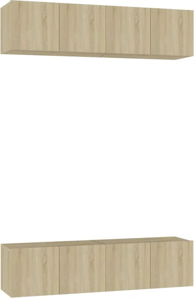 vidaXL Dulapuri TV, 4 buc., stejar sonoma, 60x30x30 cm, lemn prelucrat