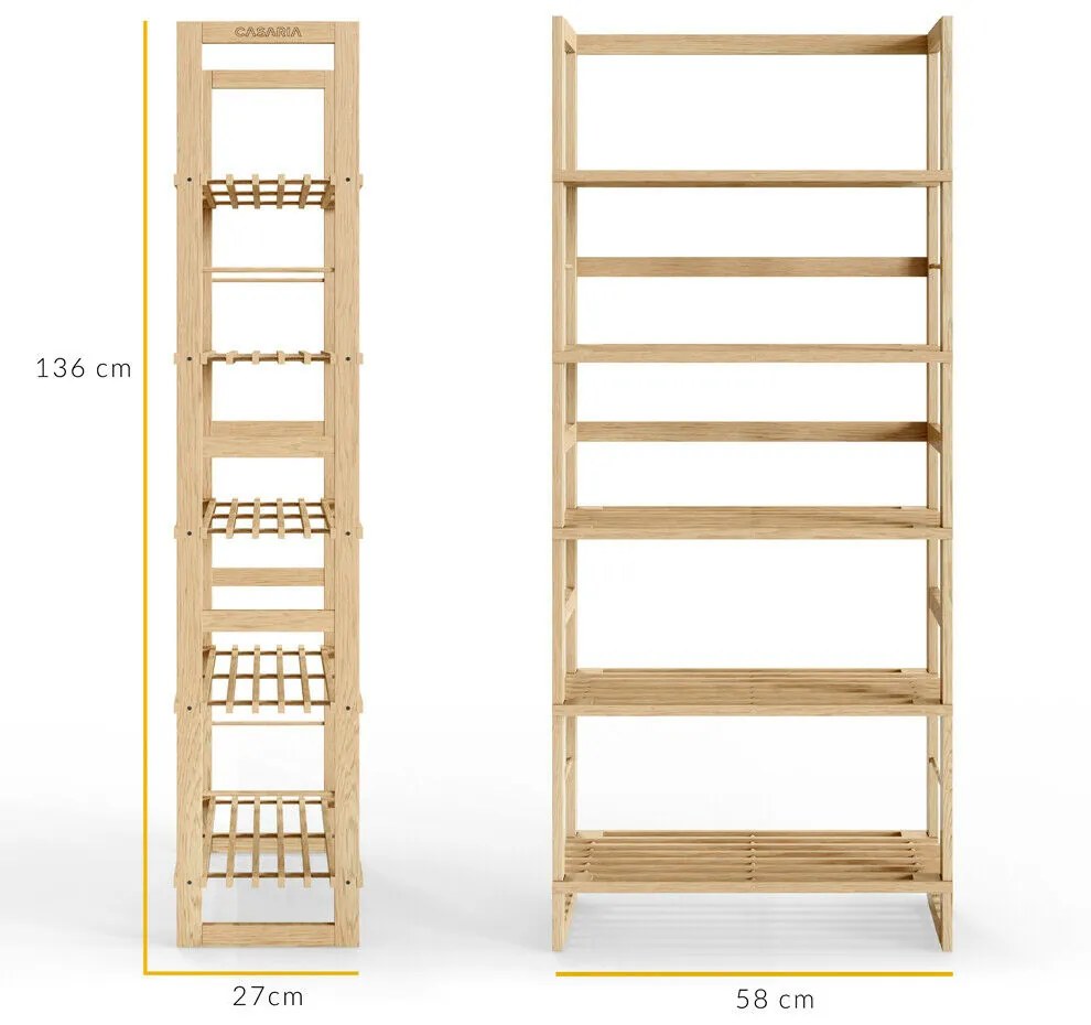 Raft de lemn ÖLAND, 58x27x136cm, 5 polițe, maro Casaria