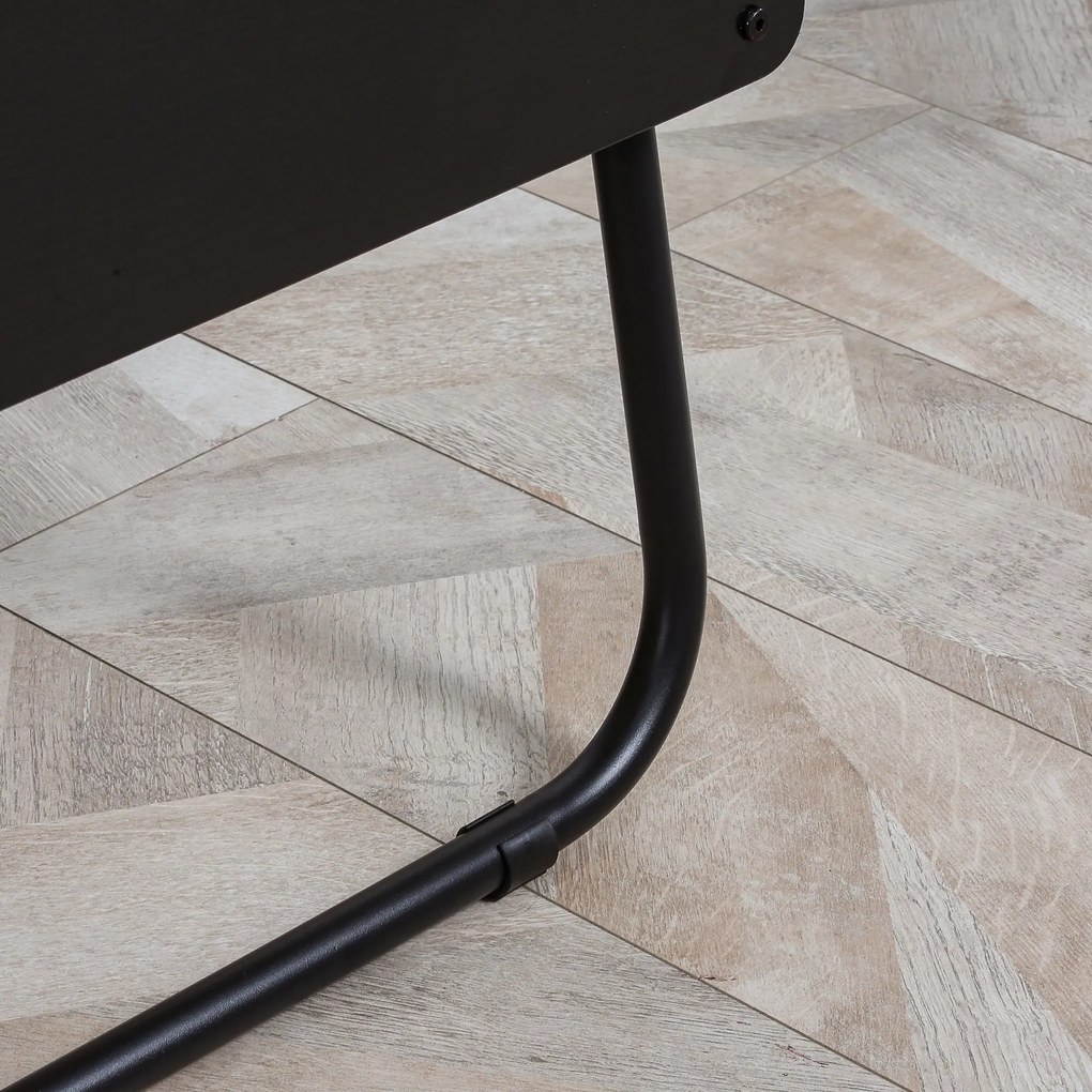 Pat pliant cu saltea de 10 cm inaltime HOMCOM, pentru o persoana cu roti si lamele, 80x200cm, negru | Aosom RO