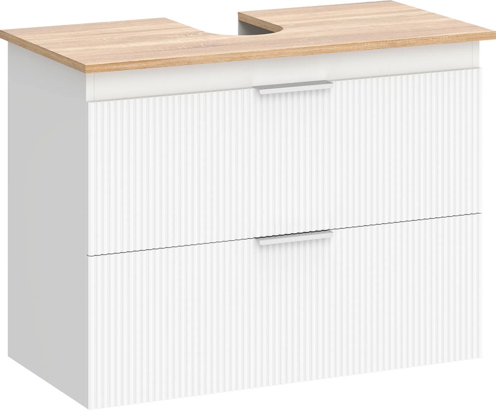 HOMCOM Dulap pentru baie, dulap de 80 cm cu două sertare mari pentru chiuvete cu sau fără piedestal, Alb | Aosom Romania