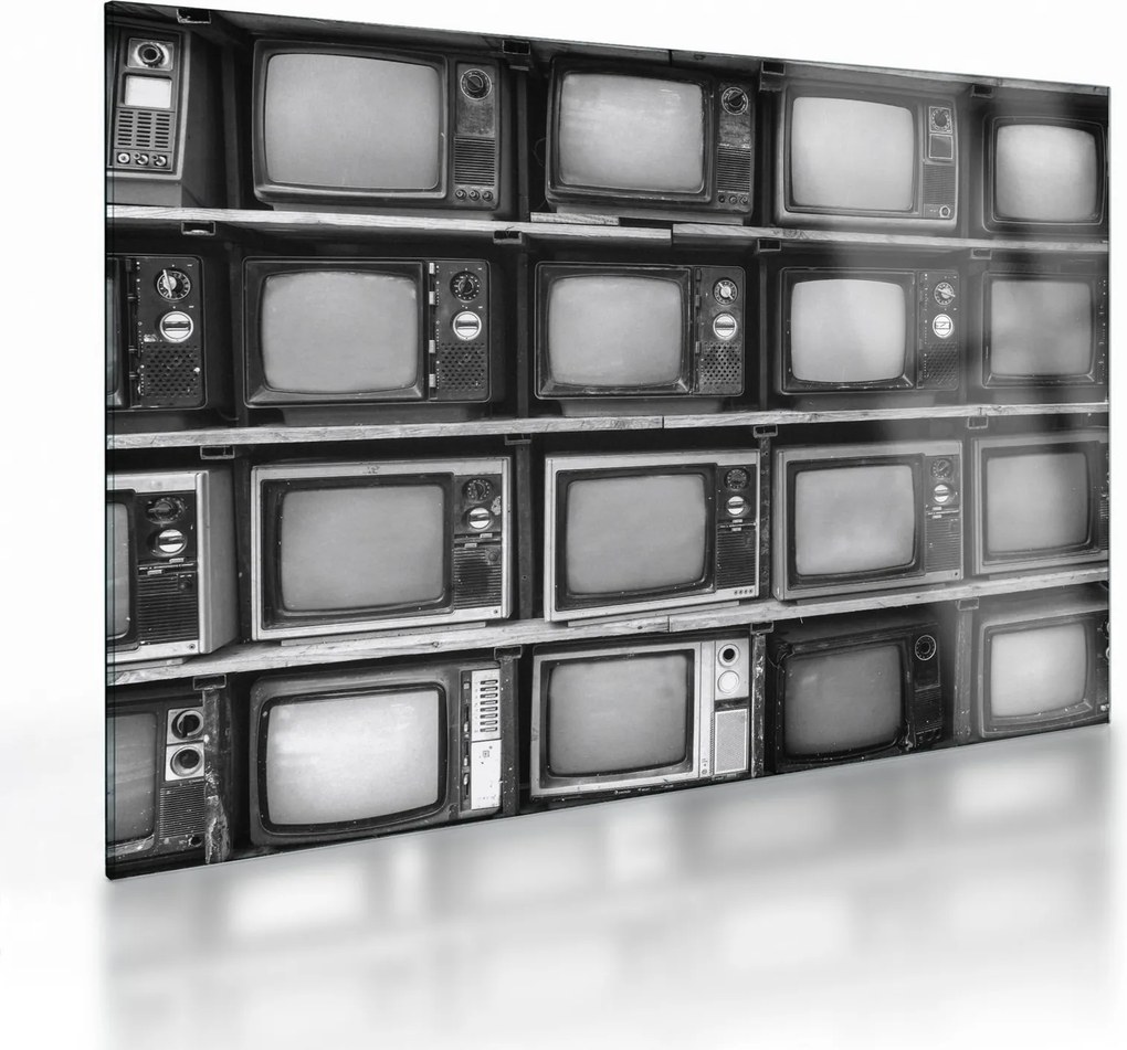 Tablou pe sticlă - Retro TV (70x50 cm)