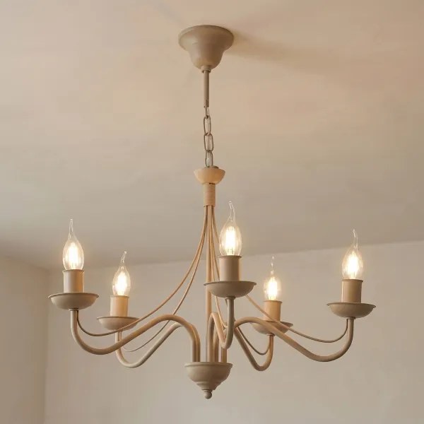 Lustru suspendat pe lanț ANTON 5xE14/60W/230V bej
