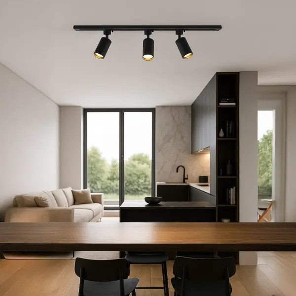 Spot pe șină TIGER, 3x GU10, 10W, 230V, negru