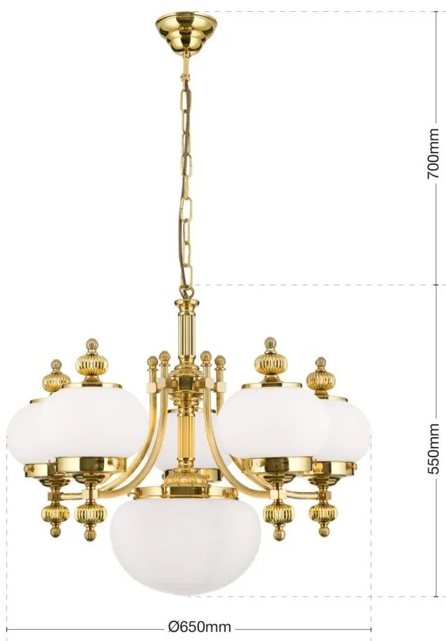 Lustra suspendata eleganta stil clasic Nostalgie 6L alama lucios/opal