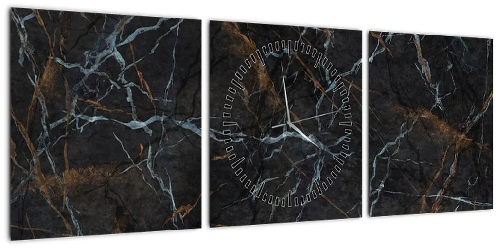 Tablou - Marmură neagră (cu ceas) (90x30 cm)