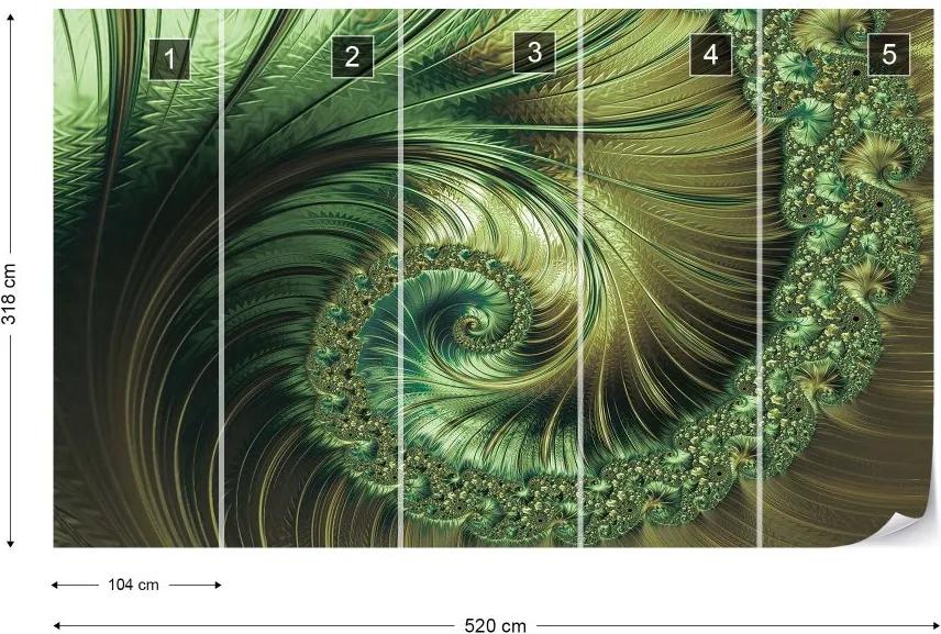 Fototapet GLIX - Green Abstract Spiral  + adeziv GRATUIT Tapet nețesute  - 520x318 cm