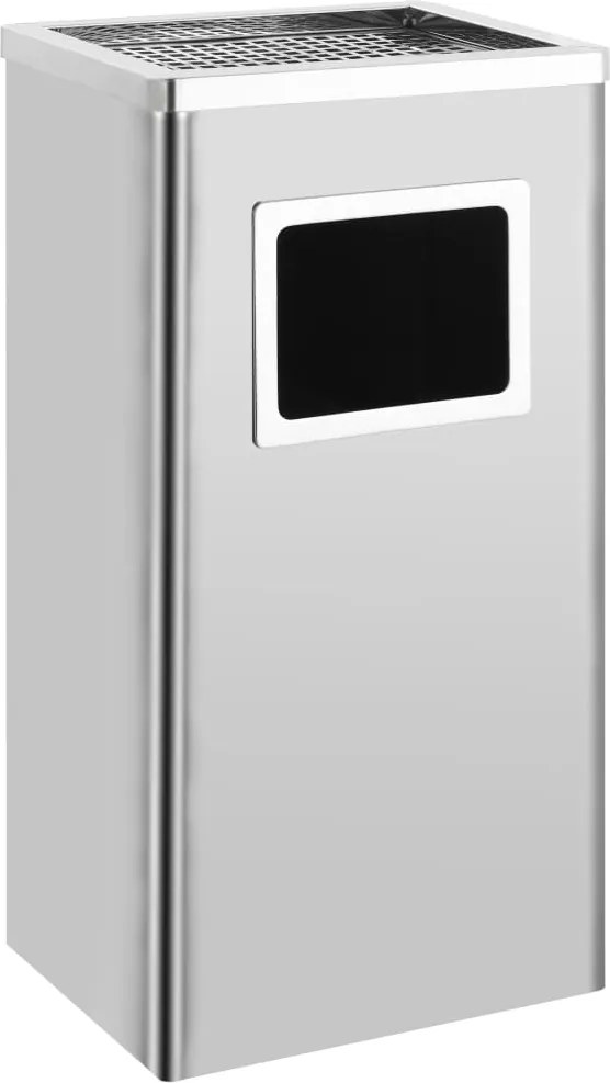 vidaXL Coș de gunoi cu scrumieră, pentru hotel, oțel inoxidabil, 45 L