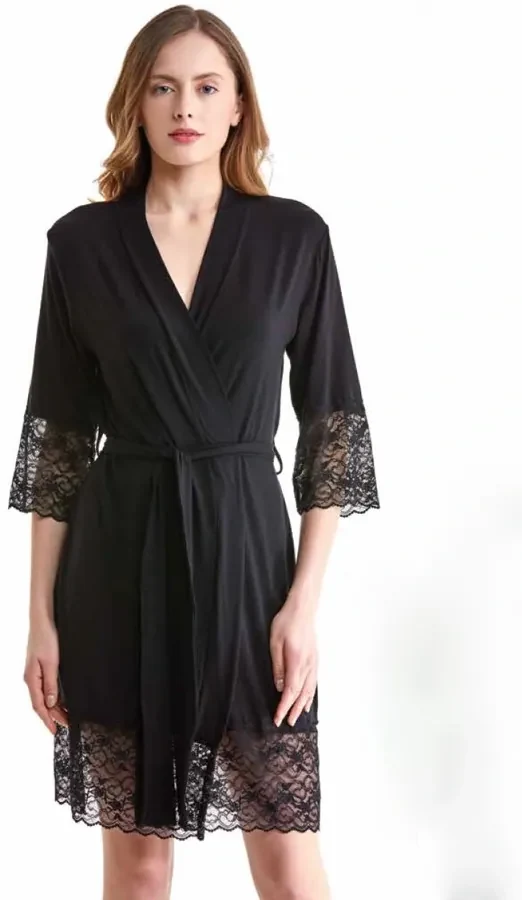 Halat pentru femei ELLIE din bambus S Negru / Black