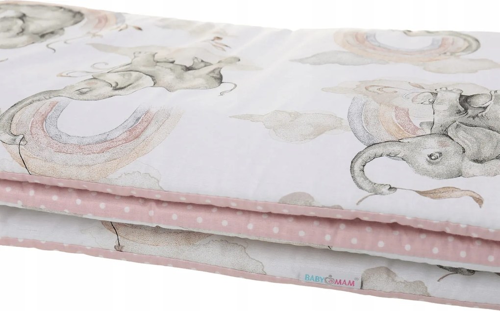 ShopJK PRPTECȚIE PEREȚI PENTRU PĂTUȚ 180 CM ELEFANT ROZ