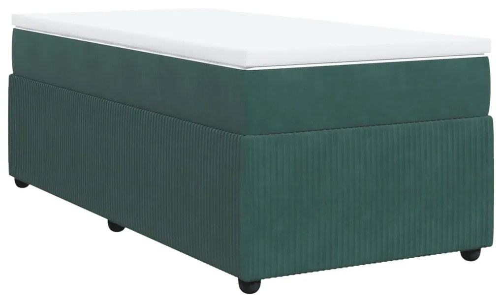 3285611 vidaXL Pat box spring cu saltea, verde închis, 90x190 cm, catifea