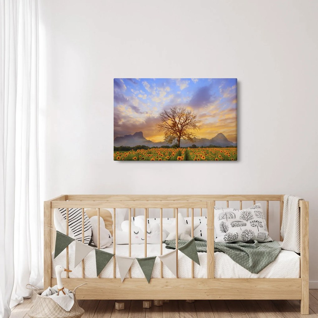 Tablou - Peisaj cu floarea soarelui (90x60 cm)
