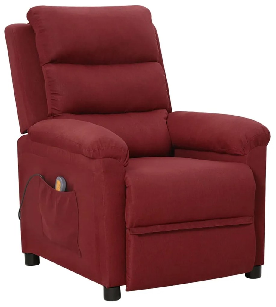 vidaXL Fotoliu de masaj, roșu vin, material textil