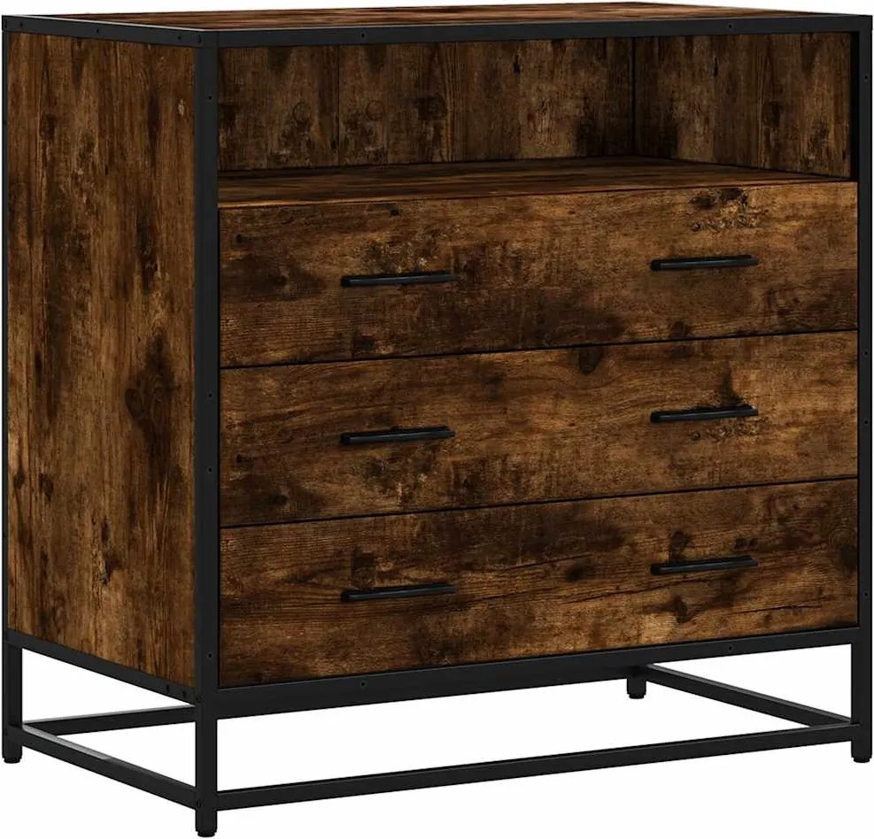 vidaXL Dulap cu sertar, stejar fumuriu, 70x41x70 cm, lemn prelucrat